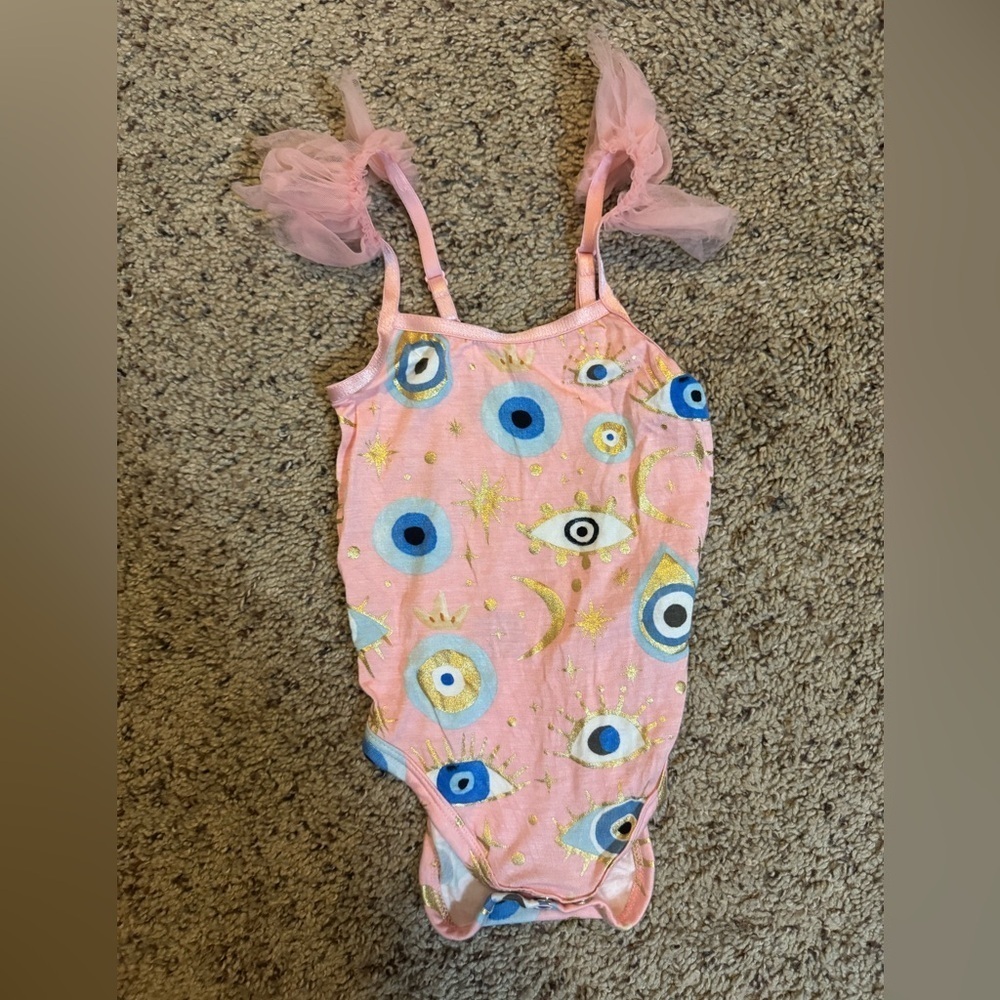 Posh Peanut Pink and Blue Eye Fiona Pink Evil Eye Print Bodysuit